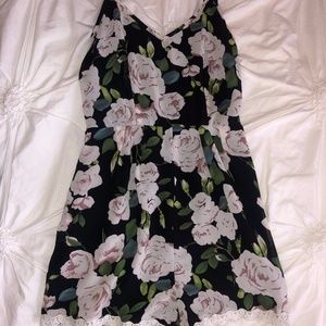 Black and Pink Flowered Romper